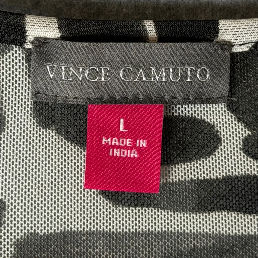 Vince Camuto Women's Lucent White Black Abstract Mesh Maxi Dress V5264701 L NEW